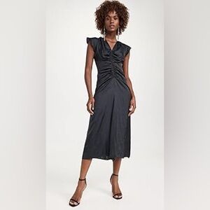 Shoshanna Black Ruched Midi Dress